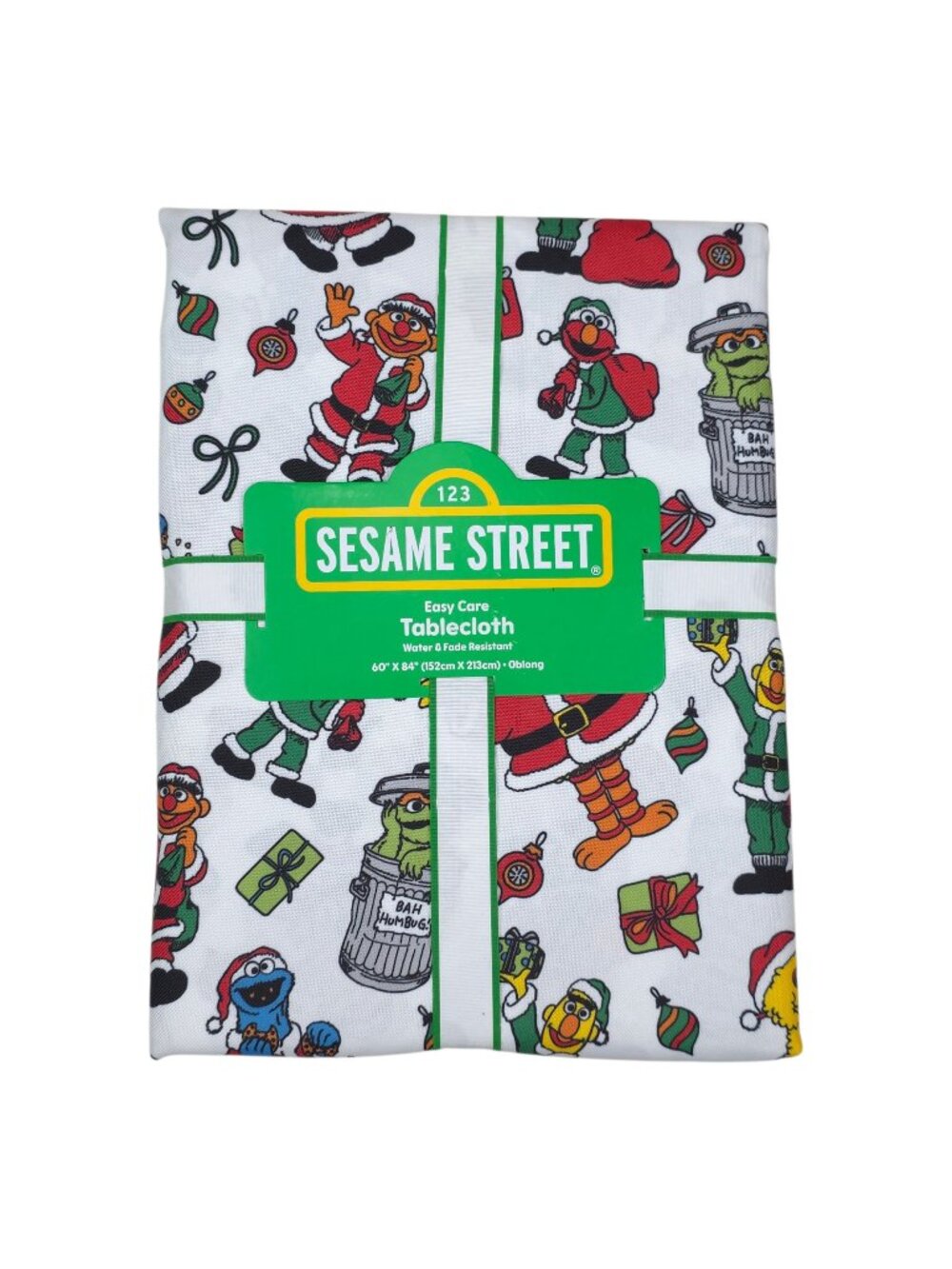 Sesame Street Christmas Tablecloth 60" X 84" Oblong Water & Fade Resistant